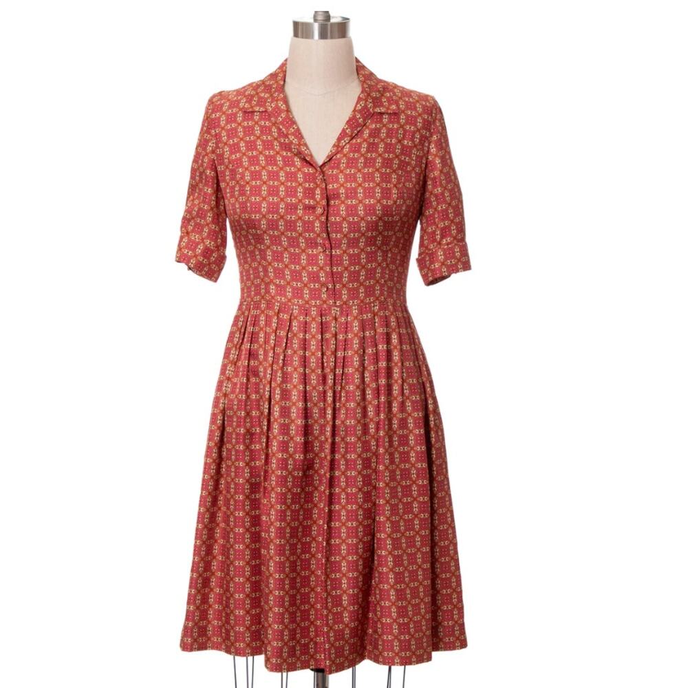 Ann Taylor Vintage Retro Style 1950s Shirtwaist Crinoline Print Dress